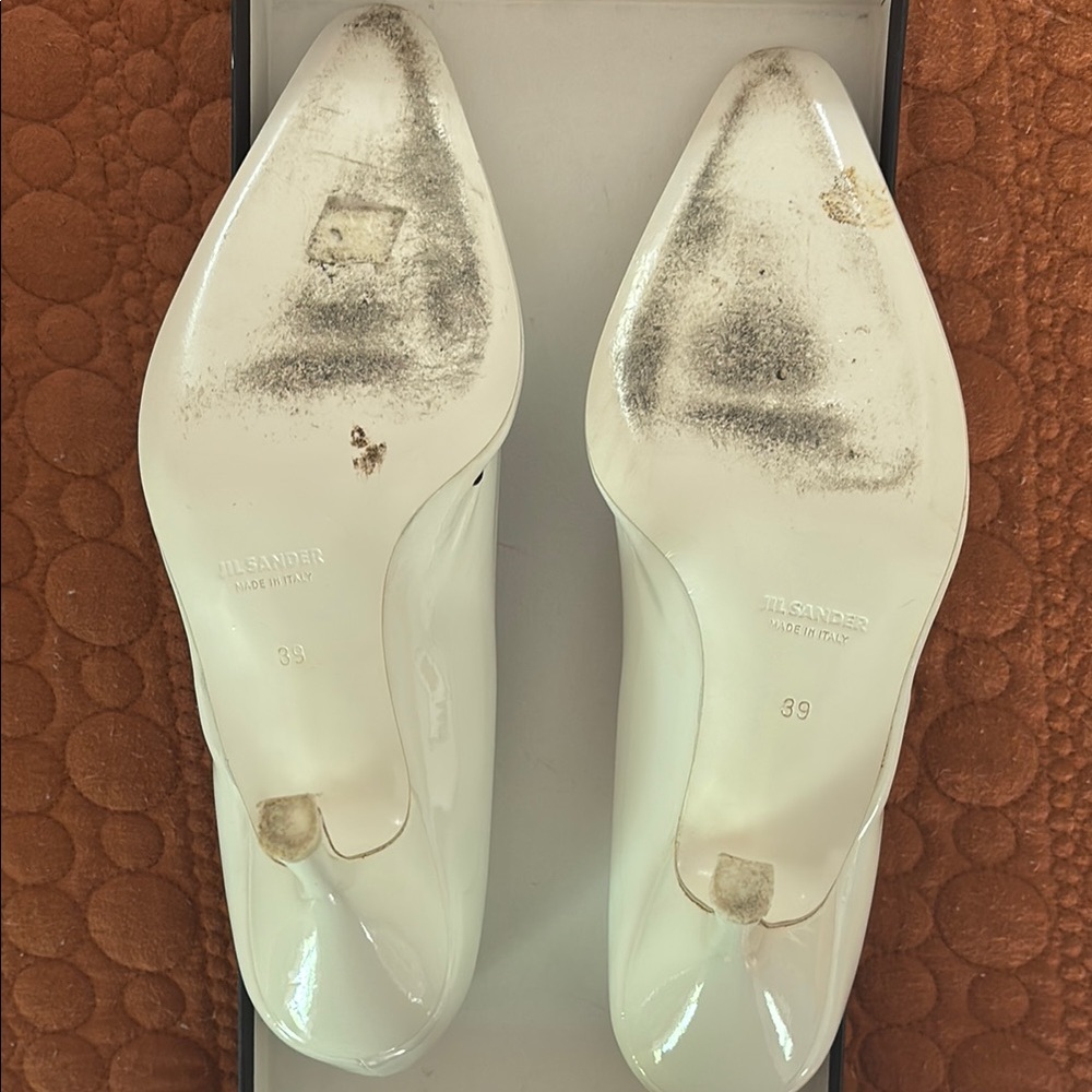 Jil Sander White Heels Elegant Pointed-Toe Design - Picture 4 of 4